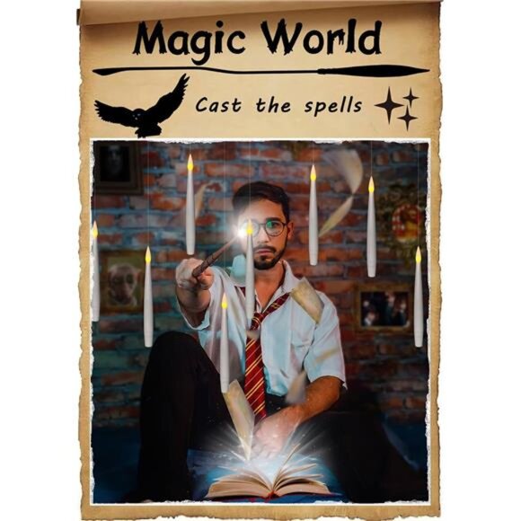 20pcs Flameless Taper Floating Candles with Magic Wand Remote, Flickering Warm - Picture 5 of 7